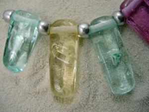 Detail Image for art Ambrosia *MELTING ICE 2* Lampwork 9 Beads Handmade - SOLD