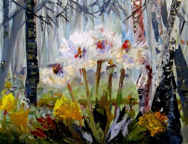 Art: Dandelions in the Woods-SOLD by Artist Delilah Smith