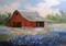 Art: Red Barn and Blue Bonnets by Artist Barbara Haviland