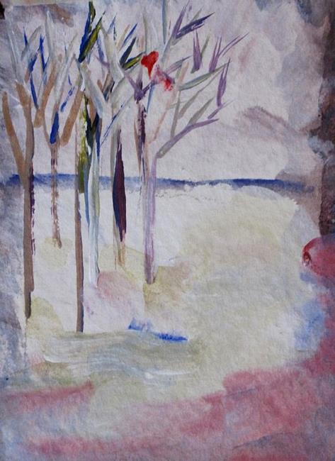 Art: Winter Trees Aceo by Artist Delilah Smith