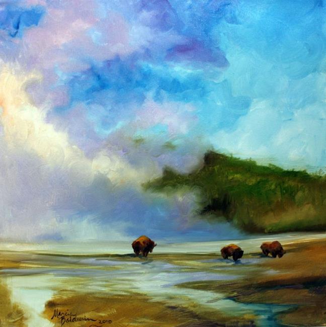 Art: YELLOWSTONE BUFFALO LANDSCAPE by Artist Marcia Baldwin