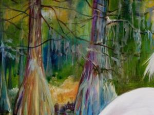 Detail Image for art SNOWY EGRET on CYPRESS BAYOU