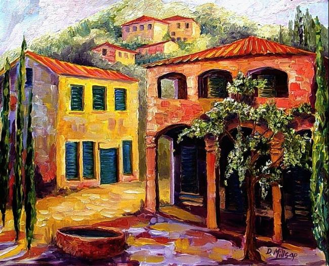 Art: Courtyard in Tuscany - SOLD by Artist Diane Millsap