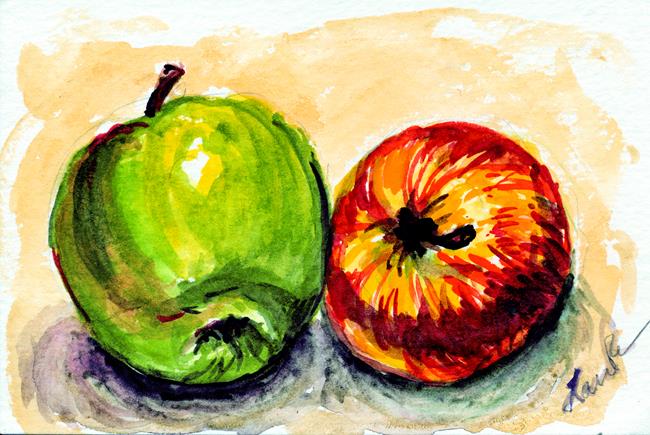Art: Two Apples by Artist Laura Ross