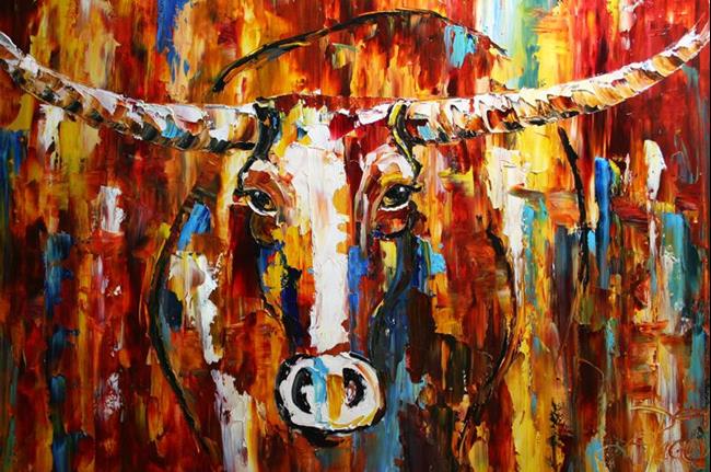 Art: Wyoming Longhorn by Artist Laurie Justus Pace