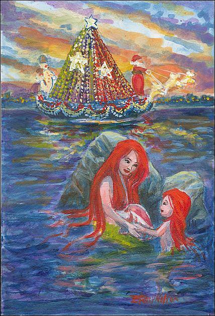 Art: Christmas with Mermaids by Artist Erika Nelson