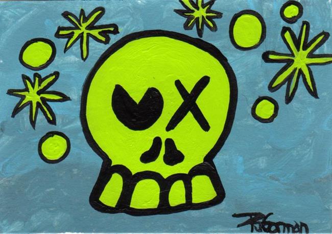 Art: acid green Skully  by Artist PJ Gorman