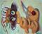 Art: Dog Eating Spaghetti by Artist Elisa Vegliante