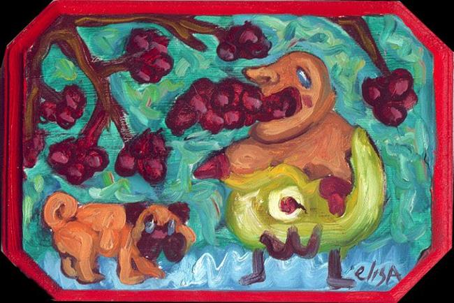 Art: Lone Mulberry Eater With Pug by Artist Elisa Vegliante