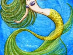 Detail Image for art Gold Mermaid and Koi Fish