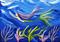 Art: Mermaid Cruising Above Coral by Artist Hiroko Reaney