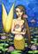 Art: Gold Mermaid and Pink Lilies by Artist Hiroko Reaney