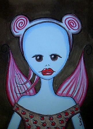 Art: CHOCOLATE CHERRY MOUSE FAIRY-Sold by Artist Sherry Key