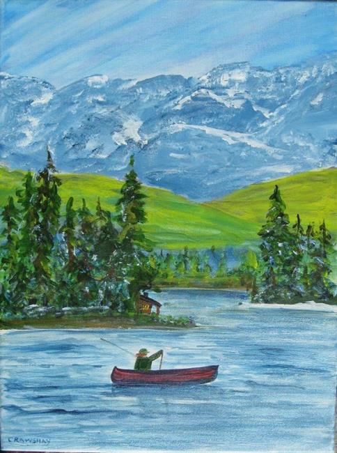 Art: Spring Fishing (sold) by Artist Kathy Crawshay