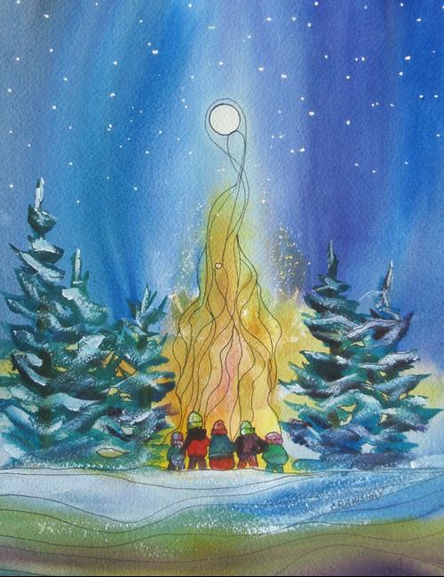 Art: Drawn to the Fire (sold) by Artist Kathy Crawshay