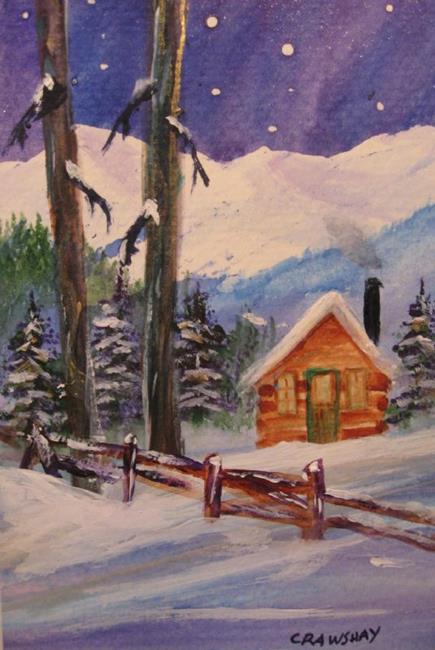 Art: Winter Fence (sold) by Artist Kathy Crawshay