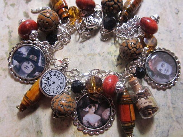 Art: The Witching Hour Halloween Altered Art Charm Bracelet by Artist Lisa  Wiktorek