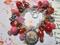 Art: Love Birds postcard Altered Art Charm Bracelet ooak by Artist Lisa  Wiktorek