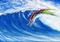 Art: Mermaid Surfing Sunset Beach by Artist Hiroko Reaney