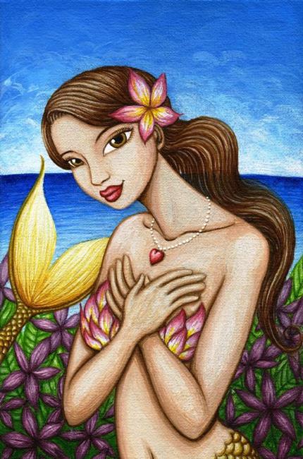Art: Plumeria Mermaid Valentine by Artist Hiroko Reaney