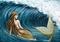 Art: Mermaid Admiring Wave by Artist Hiroko Reaney
