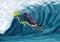 Art: Mermaid Surfer by Artist Hiroko Reaney