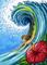Art: Hibiscus and Wave by Artist Hiroko Reaney