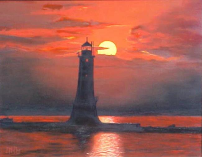 Art: Lighthouse Red by Artist Daniel L. Miller