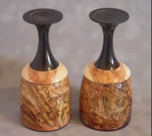 Detail Image for art Spalted Maple, Pecan & Ebony Wood Goblet