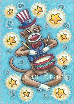 Art: SOCK MONKEY UNCLE SAM by Artist Susan Brack