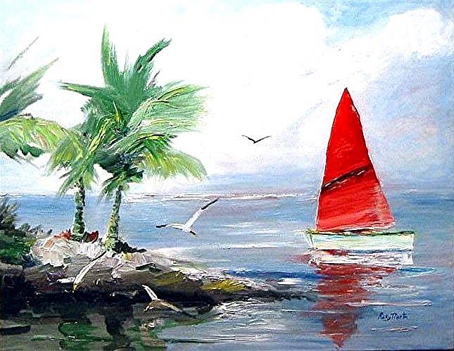 Art: The Red Sail - sold by Artist Ulrike 'Ricky' Martin