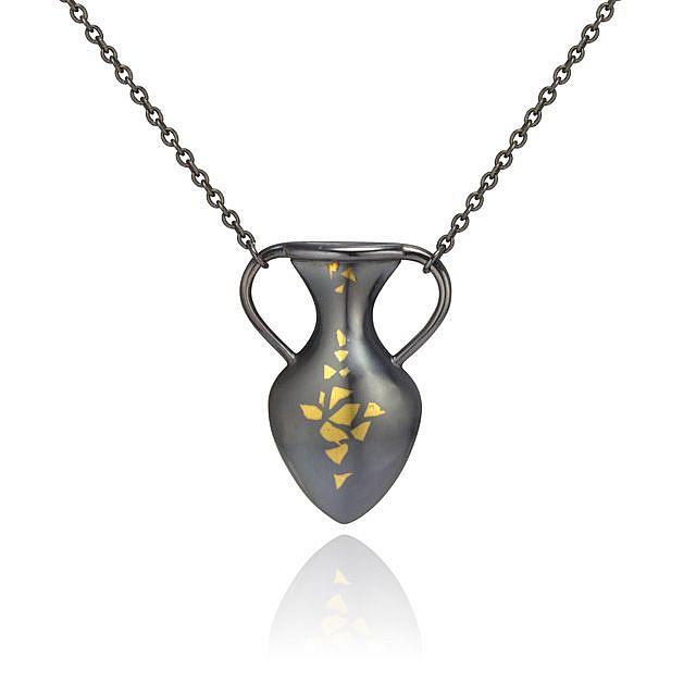 Art: Vase Necklace with Seed Motif by Artist Andree Chenier