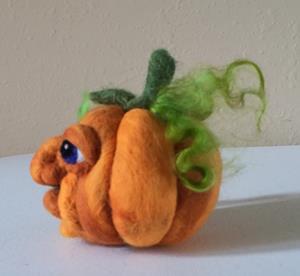 Detail Image for art Needle Felted Pumpkin Head