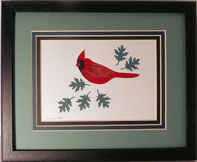 Art: Quilled Cardinal by Artist Sandra J. White