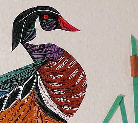 Art: Quilled Wood Duck Standing by Artist Sandra J. White