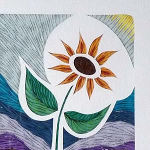 Detail Image for art Quilled Sunflower and Mountains