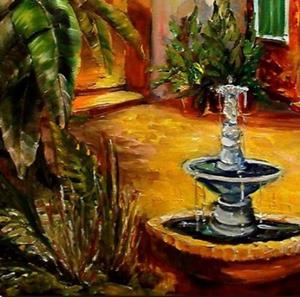 Detail Image for art Courtyard by Lamplight - SOLD Detail Image for art Courtyard by Lamplight - SOLD