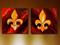 Art: Red Flame Fleur de Lis - Pair- SOLD by Artist Diane Millsap