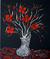 Art: RED FLOWERS-SILVER VASE by Artist LUIZA VIZOLI