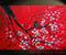 Art: LOVEBIRDS CHERRY BLOSSOM on RED by Artist LUIZA VIZOLI