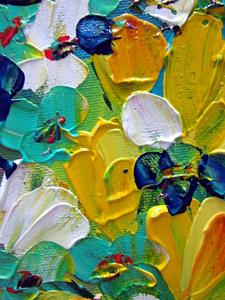 Detail Image for art YELLOW BLUE TURQUOISE FLORAL