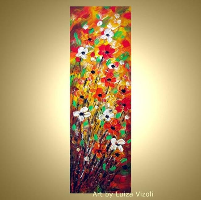 Art: RED DAISY FLOWERS by Artist LUIZA VIZOLI