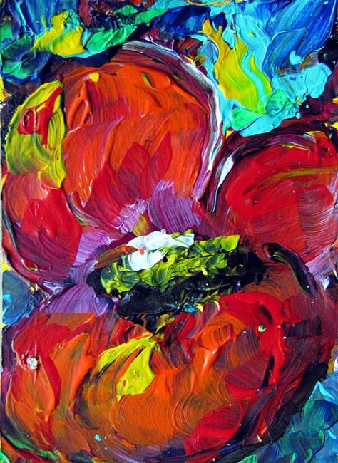 Art: RED POPPY -ACEO by Artist LUIZA VIZOLI