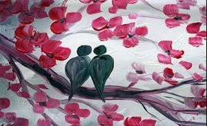 Detail Image for art Fuchsia Cherry Blossom and Love Birds