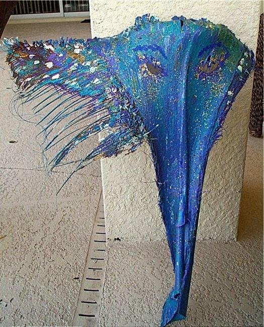 Art: Sparkly Blue Palm Frond Mask by Artist Ulrike 'Ricky' Martin