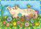 Art: PIG AND POSIES by Artist Susan Brack