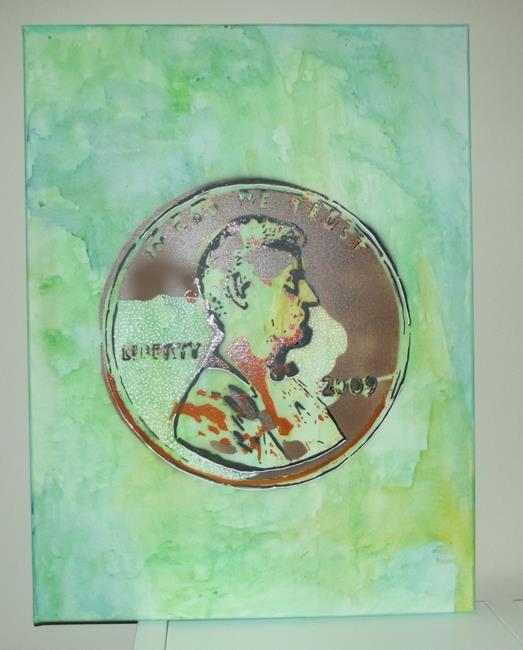 Art: Graffiti Pop Art Penny by Artist Paul Lake, Lucky Studios