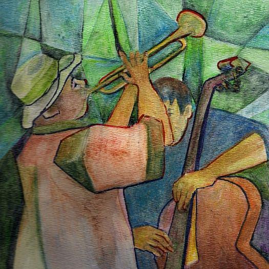 Art: Theatre/Two Man Band by Artist Judith A Brody