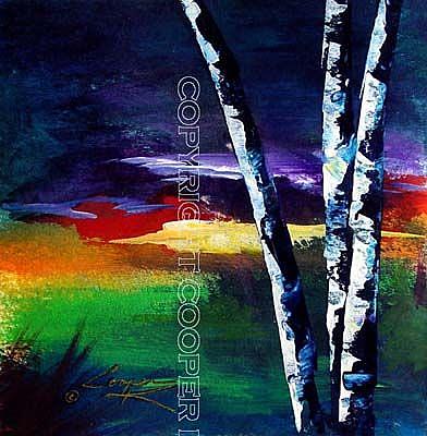 Art: BIRCH TRIO by Artist Dottie Cooper Katz