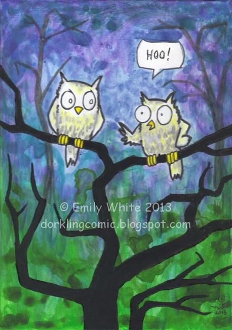 Art: Two Hoots by Artist Emily J White
